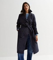 New Look Navy Belted Trench Coat